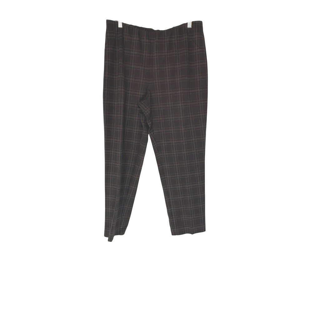 J. Jill Ponte Slim Leg Women's Black Gray Plaid Stretch Office Work Large Petite